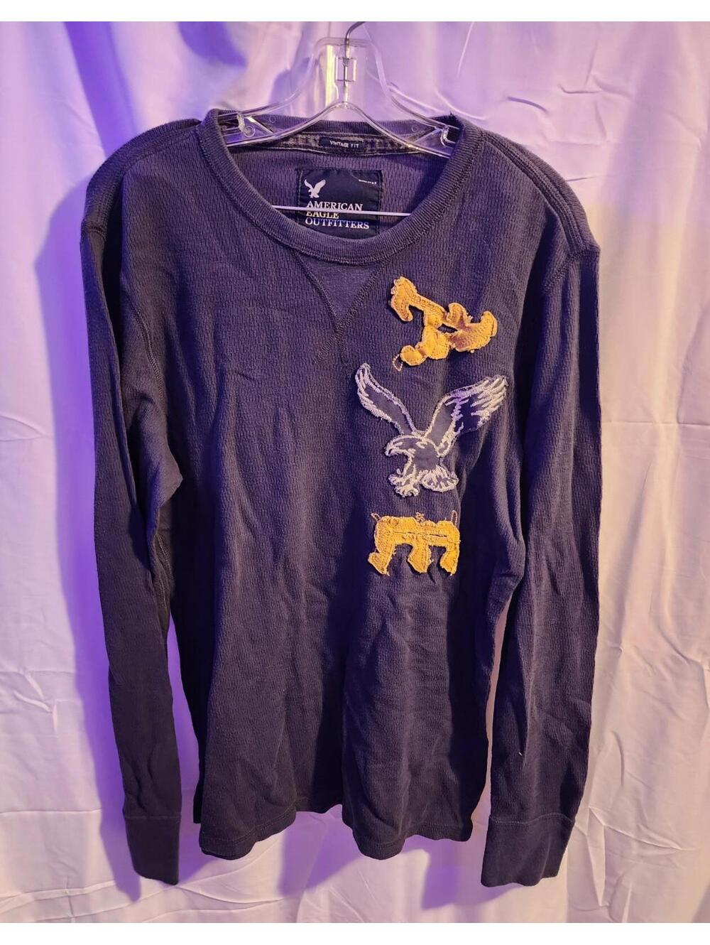 Vintage Y2K American Eagle navy blue long sleeve shirt Size large